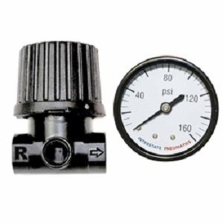 INTERSTATE PNEUMATICS 1/4" Mini Metal IN-Line Regulator - In 150psi - Out 125psi - w/1-1/2" Dial Gauge (Flow: Rght to Lft) WR1120RLG-D